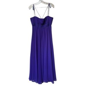 David’s Bridal Purple Sequin Beaded Chiffon Maxi Dress Size 12